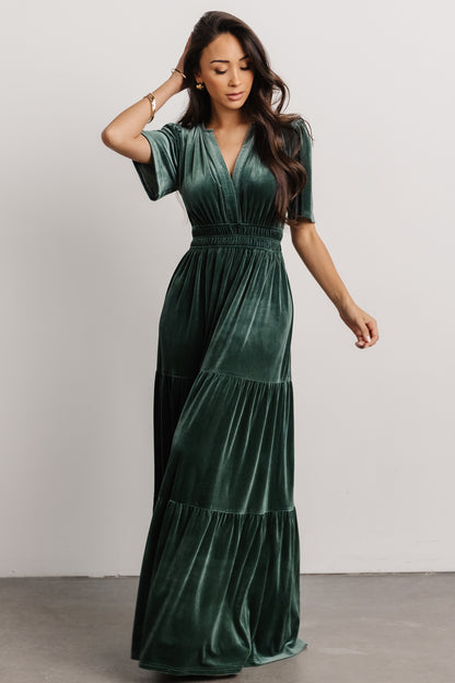 Artemis Velvet Maxi Dress | Deep Lagoon