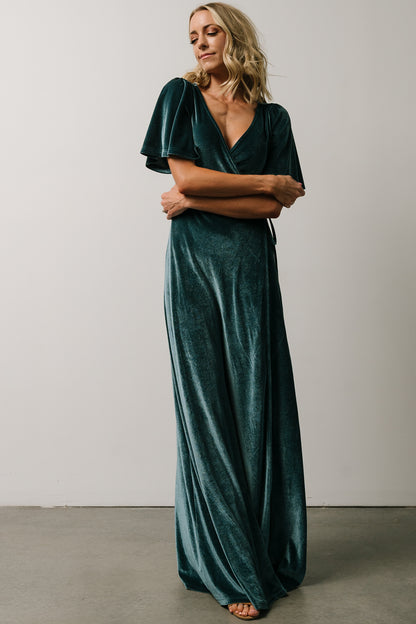 Meghan Velvet Wrap Maxi Dress | Persian Blue