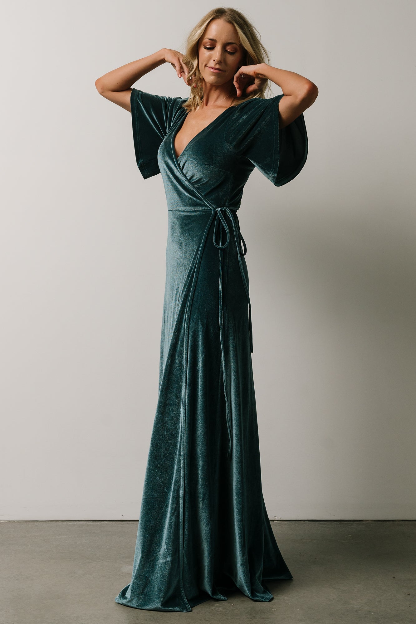 Meghan Velvet Wrap Maxi Dress | Persian Blue