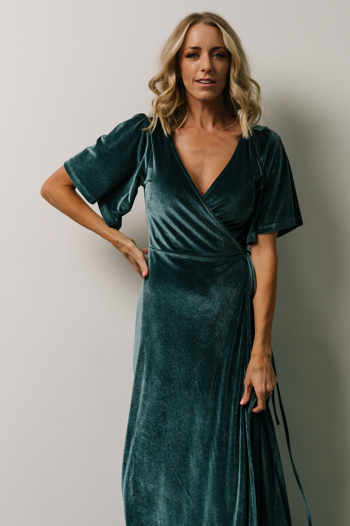 Meghan Velvet Wrap Maxi Dress | Persian Blue