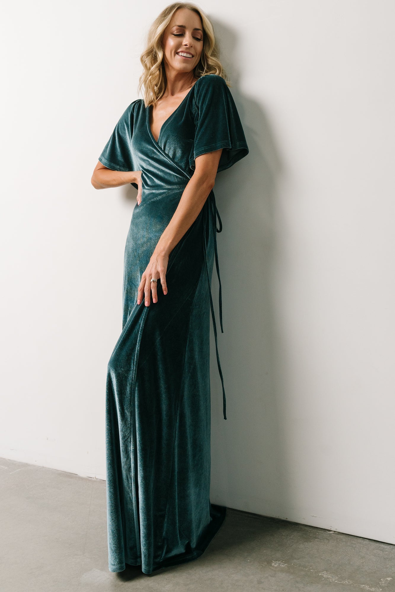 Meghan Velvet Wrap Maxi Dress | Persian Blue