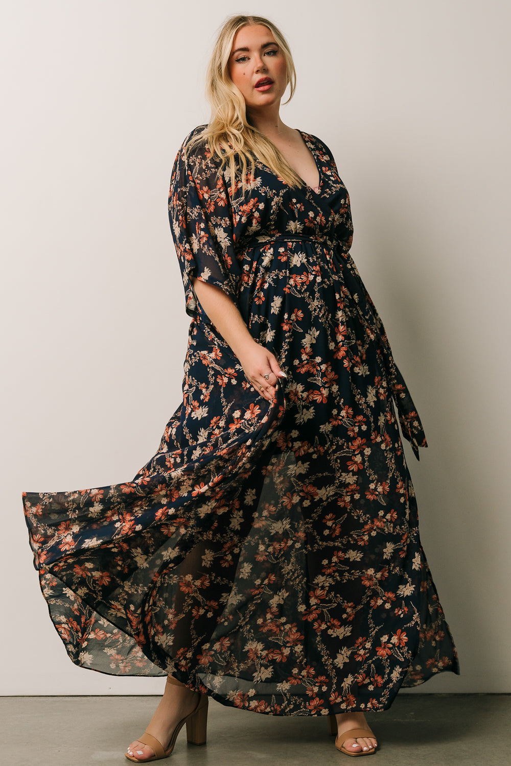 Kia Kimono Maxi Dress | Dark Blue Floral