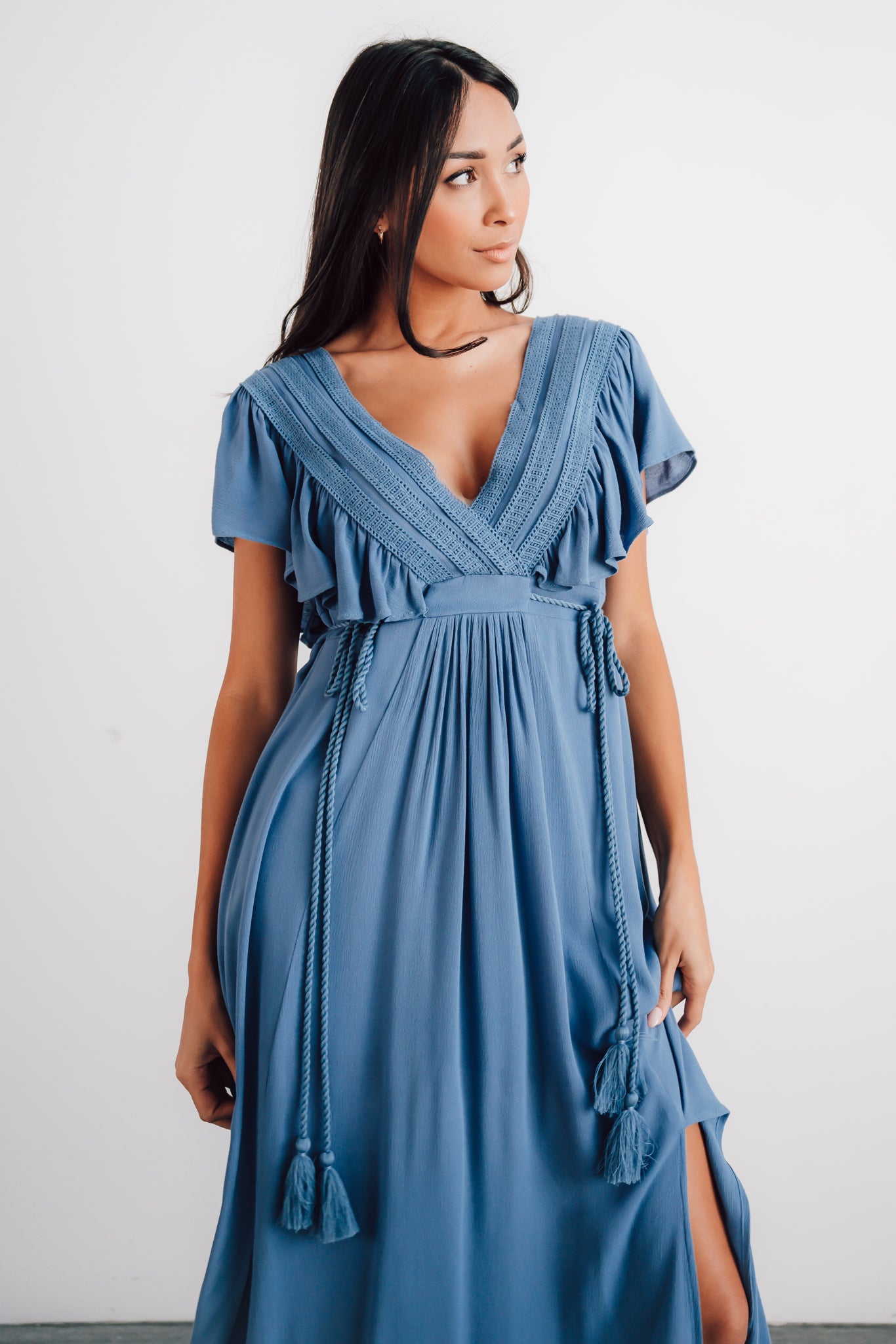 Jennifer Deep V Maxi Dress | Blue