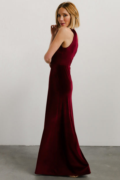 Tatiana Velvet One Shoulder Maxi Dress | Merlot