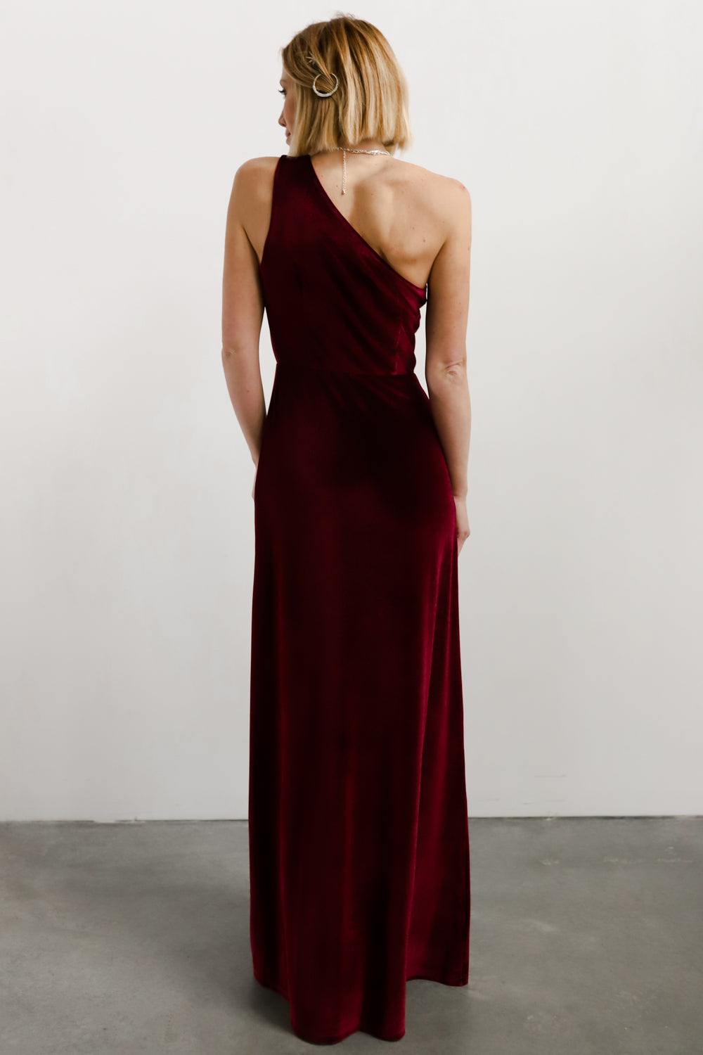 Tatiana Velvet One Shoulder Maxi Dress | Merlot