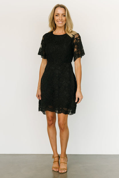 Aasha Lace Short Dress | Black - Baltic Born