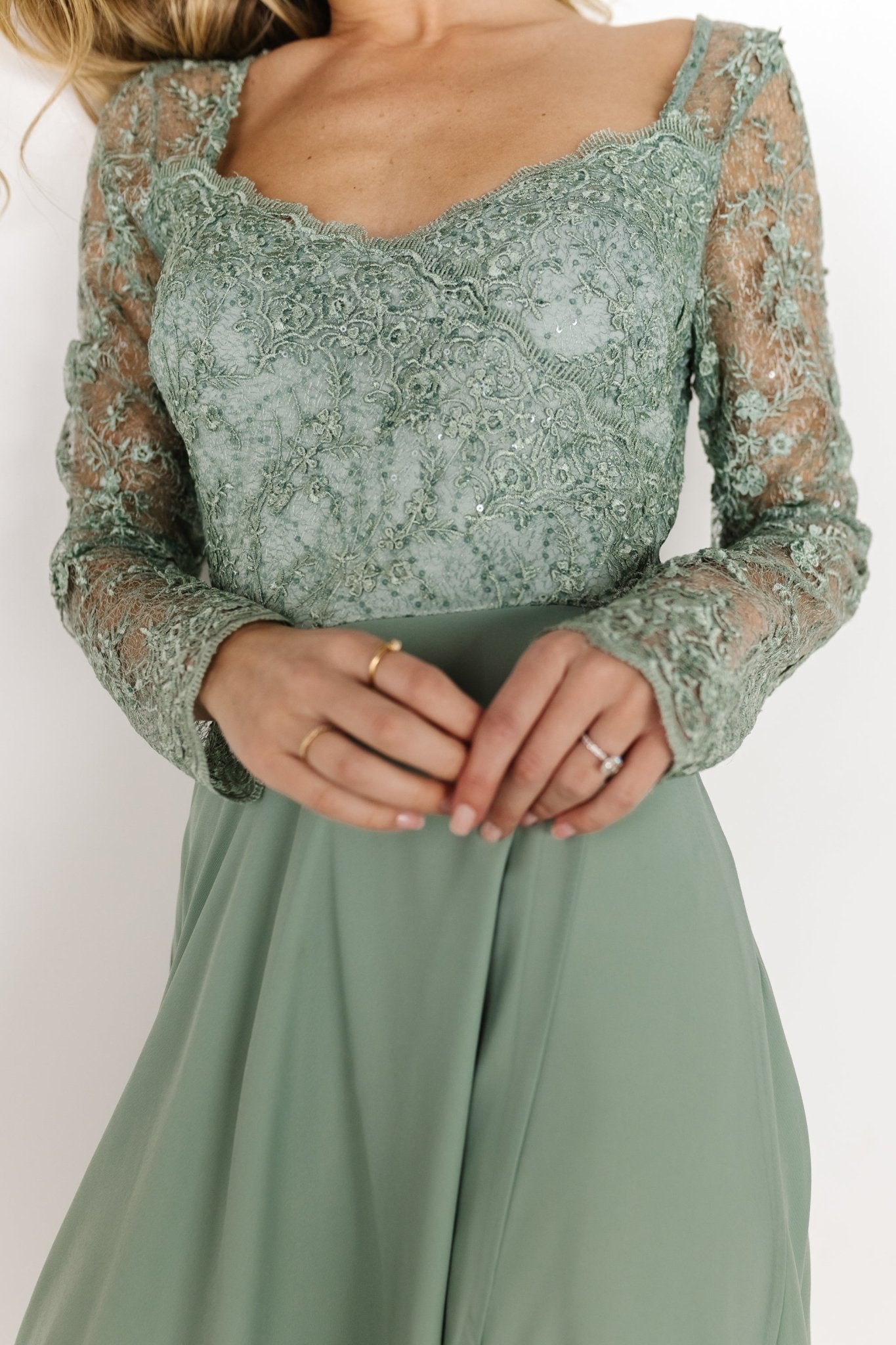 Adalaide Long Sleeve Maxi Dress | Dusty Sage - Baltic Born