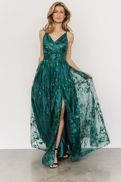 Adele Sequin Shimmer Gown Emerald Baltic Born