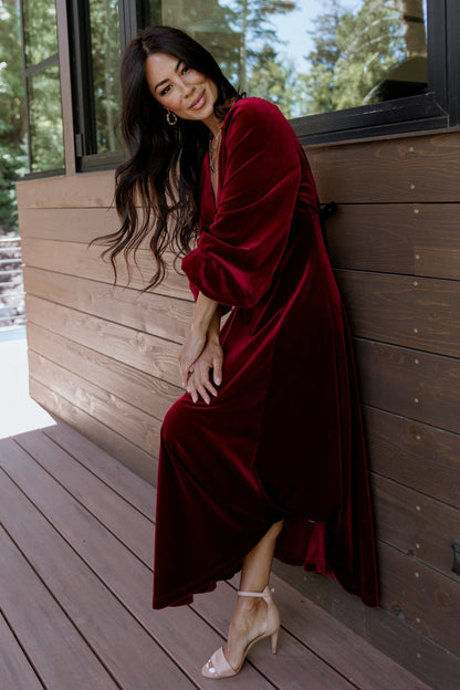 Adelita Velvet Maxi Dress | Merlot - Baltic Born