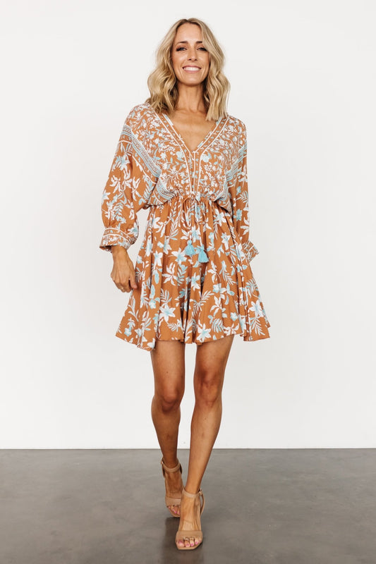 Adria Mini Dress | Camel + Blue - Baltic Born