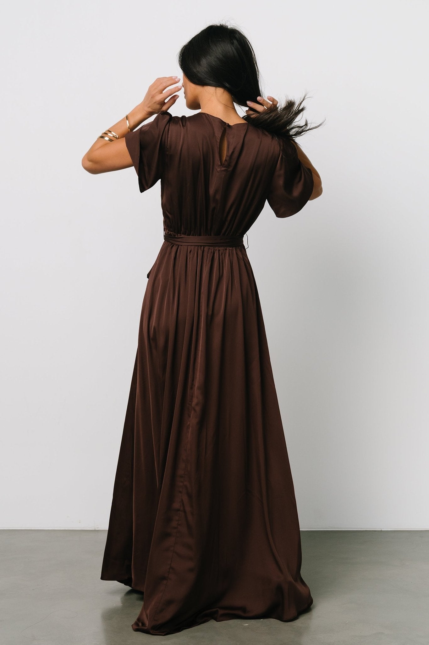 Agnes Satin Maxi Dress | Espresso - Baltic Born