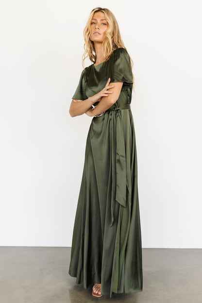 Agnes Satin Maxi Dress | Juniper Green - Baltic Born