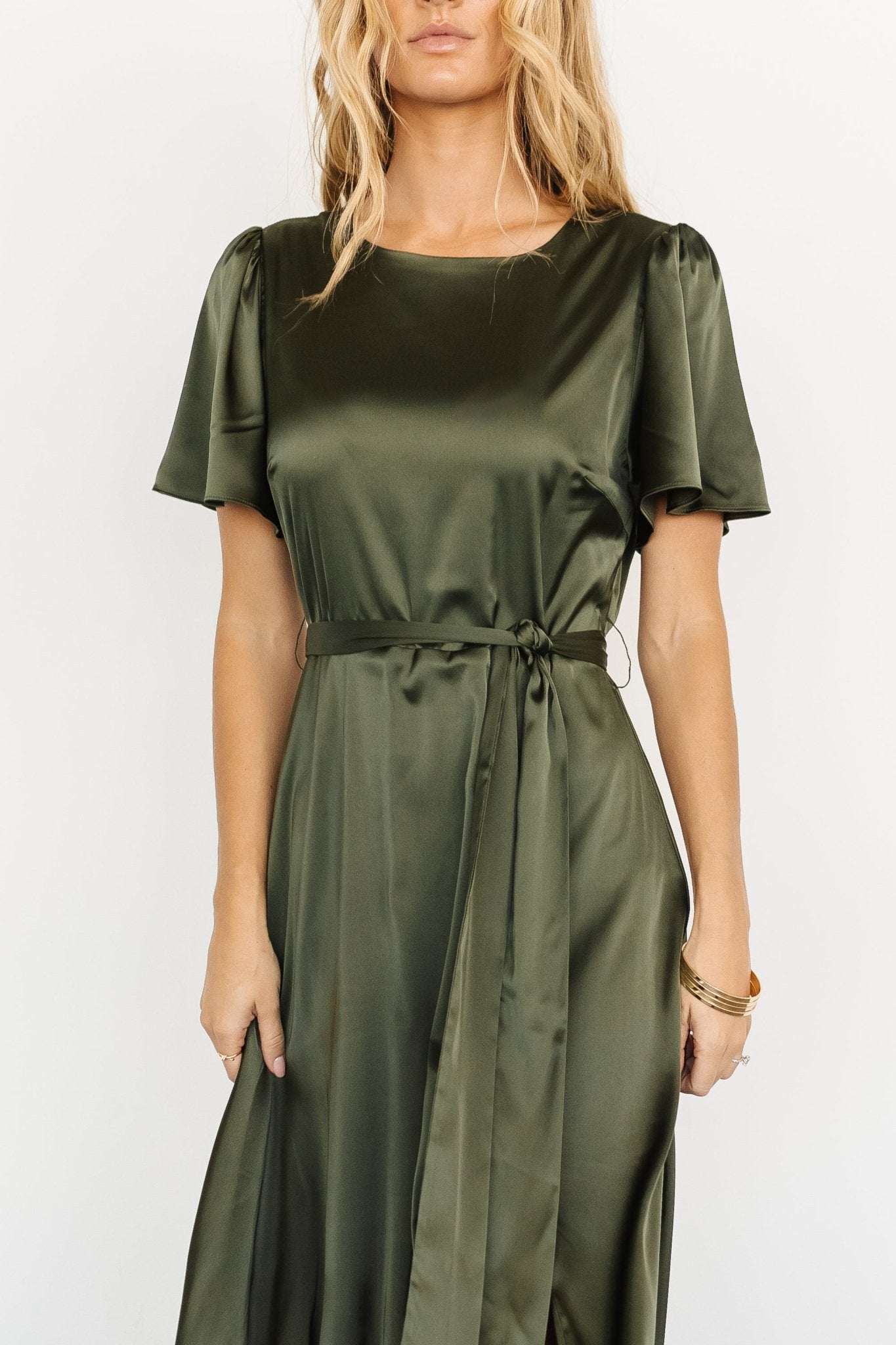 Agnes Satin Maxi Dress | Juniper Green - Baltic Born