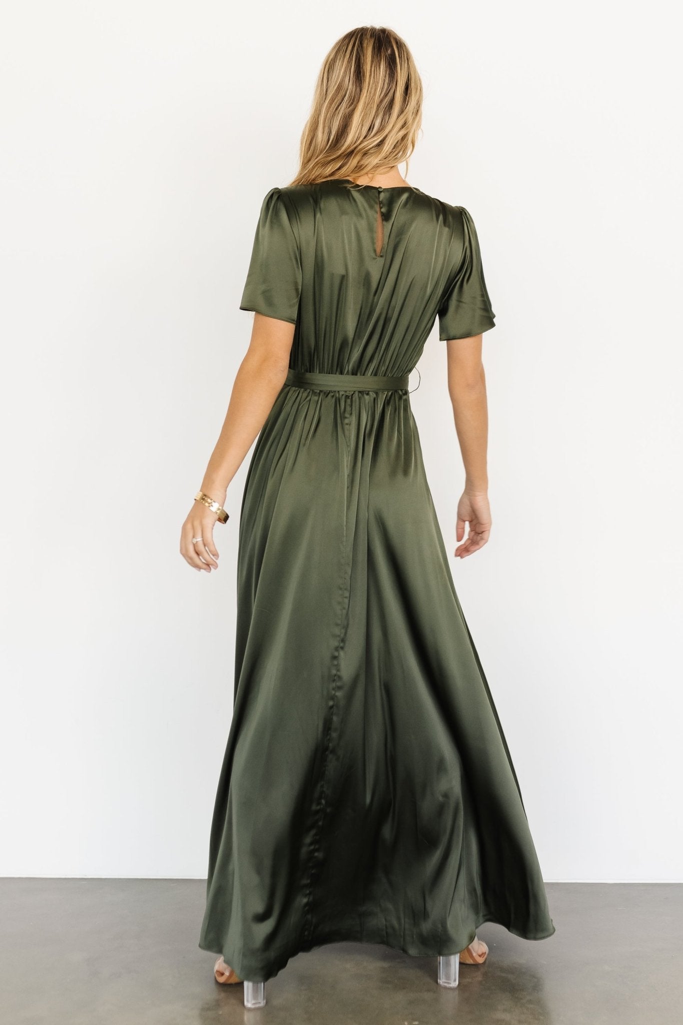 Agnes Satin Maxi Dress | Juniper Green - Baltic Born