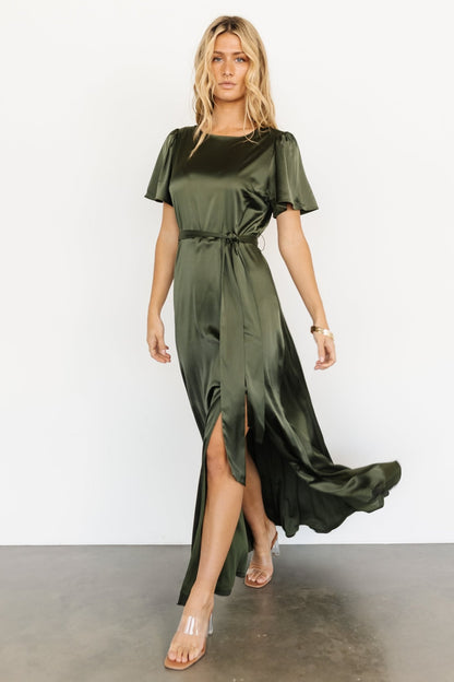 Agnes Satin Maxi Dress | Juniper Green - Baltic Born