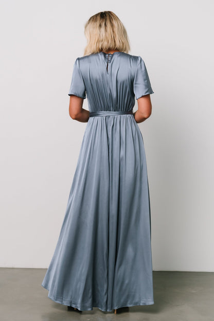 Agnes Satin Maxi Dress | Whisper Blue - Baltic Born