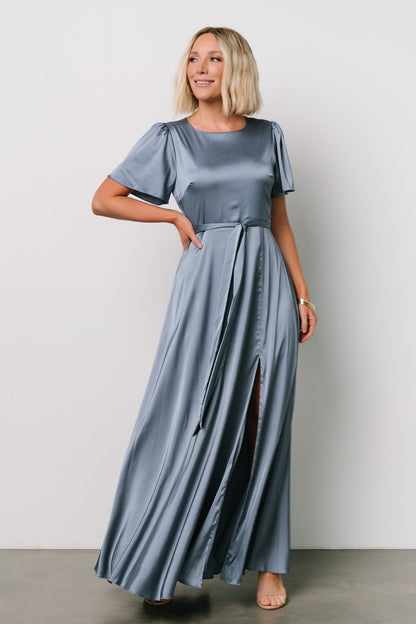 Agnes Satin Maxi Dress | Whisper Blue - Baltic Born