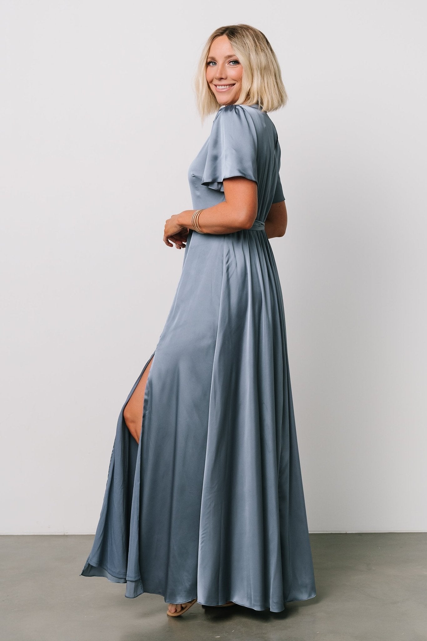 Agnes Satin Maxi Dress | Whisper Blue - Baltic Born