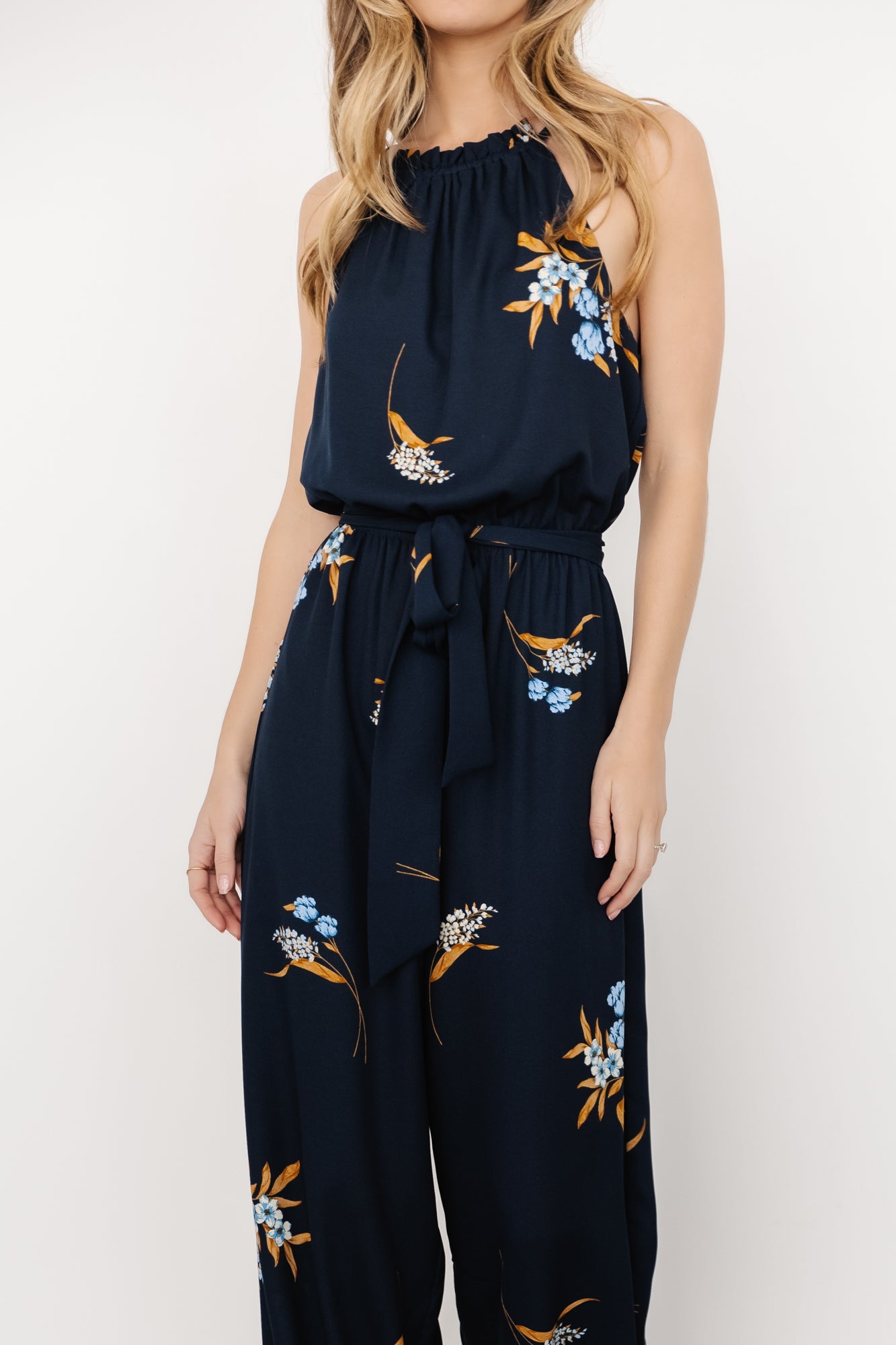 Alameda Halter Jumpsuit | Navy Blue Floral - Baltic Born