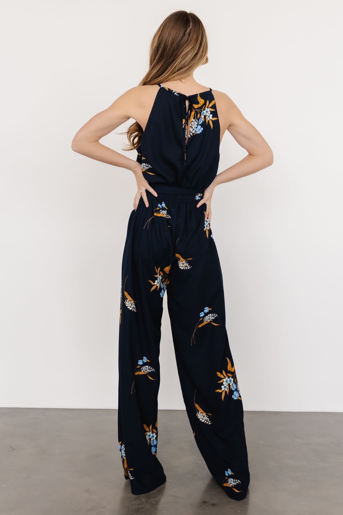 Alameda Halter Jumpsuit | Navy Blue Floral - Baltic Born