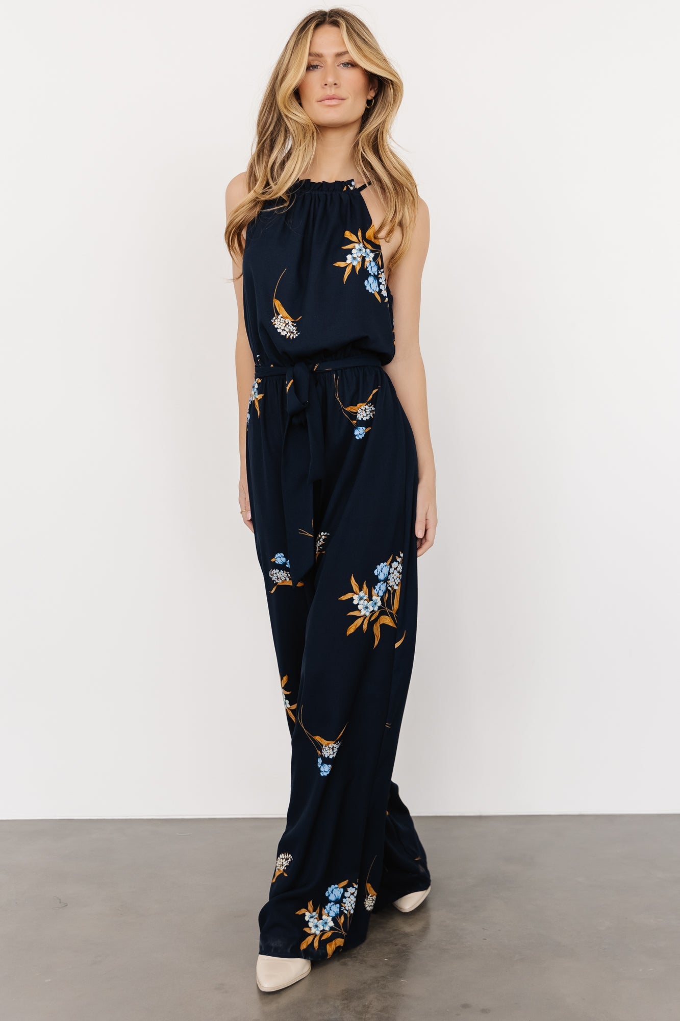 Alameda Halter Jumpsuit | Navy Blue Floral - Baltic Born