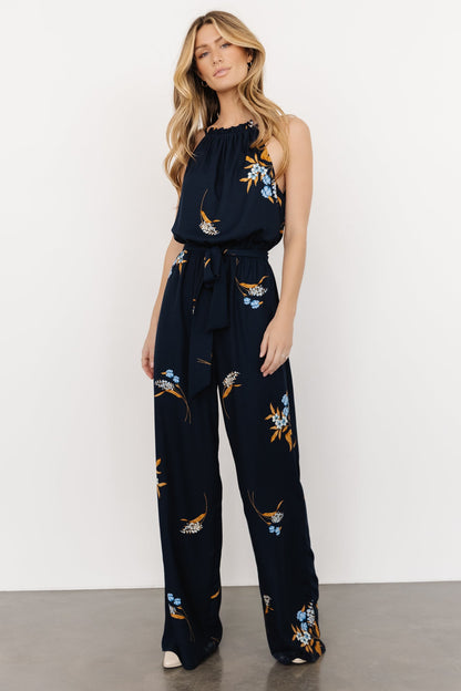 Alameda Halter Jumpsuit | Navy Blue Floral - Baltic Born