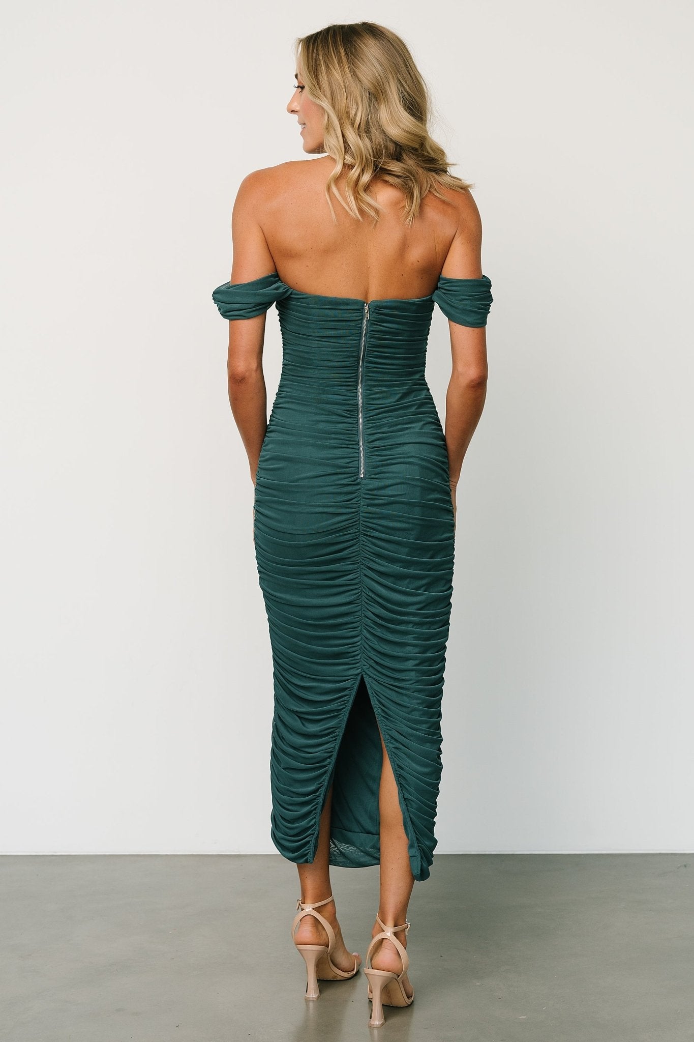 Alessandra Mesh Midi Dress | Peacock - Baltic Born