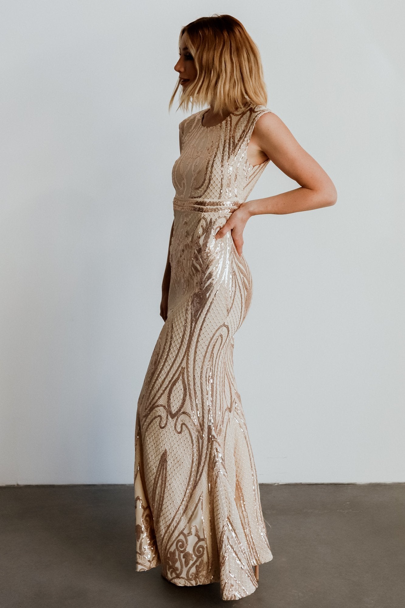 Alessia Sequin Gown | Champagne - Baltic Born