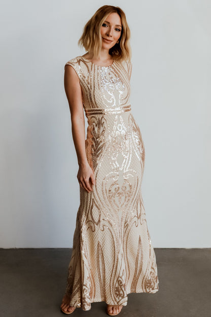 Alessia Sequin Gown | Champagne - Baltic Born