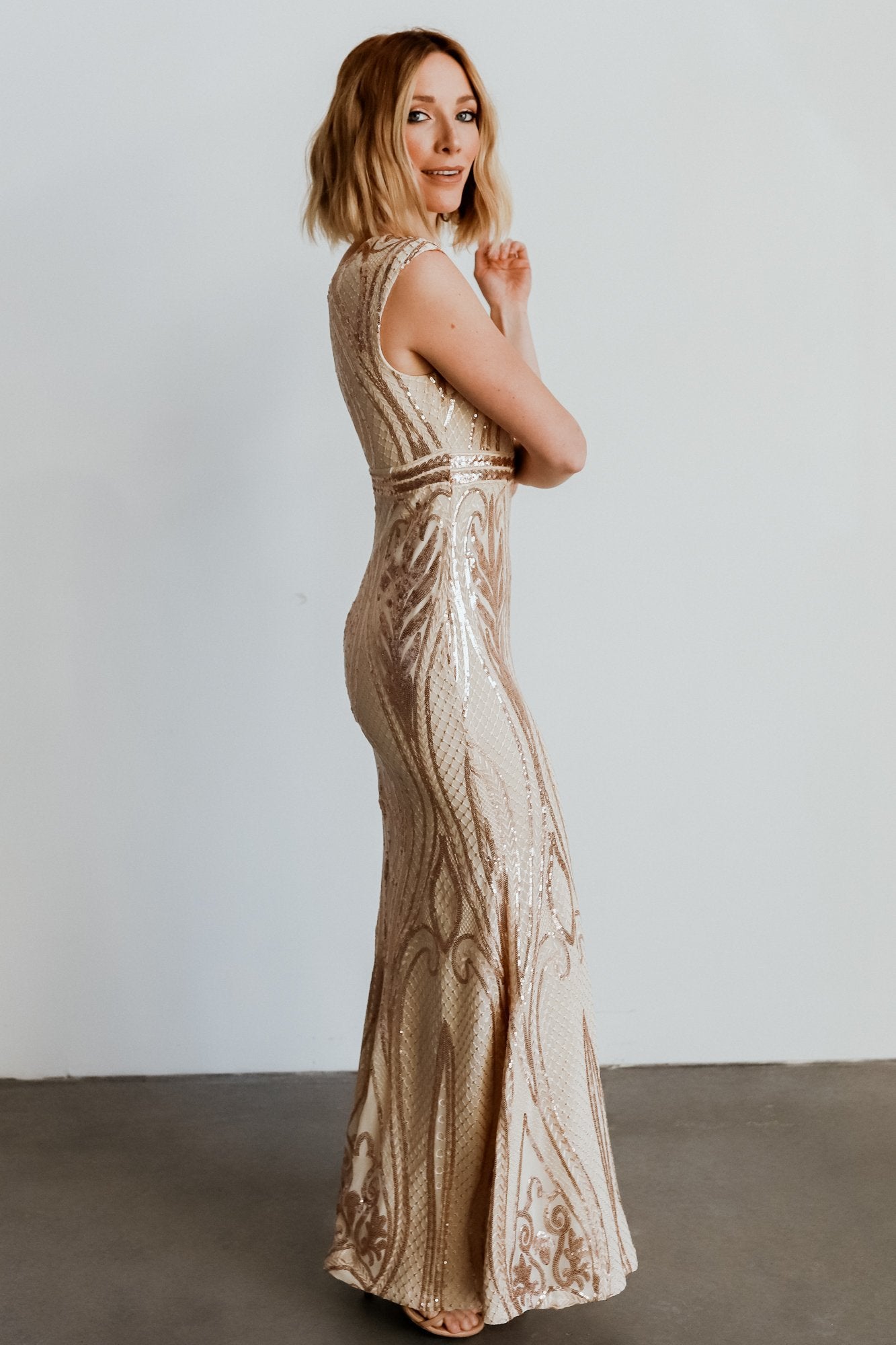 Alessia Sequin Gown | Champagne - Baltic Born