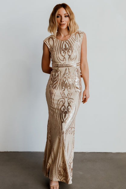 Alessia Sequin Gown | Champagne - Baltic Born