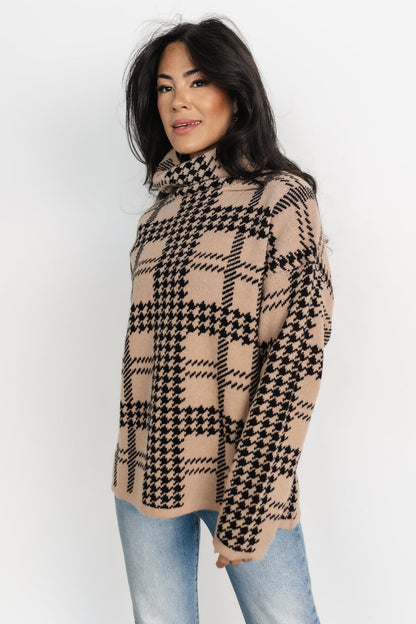 Alexander Turtleneck Sweater | Taupe + Black - Baltic Born