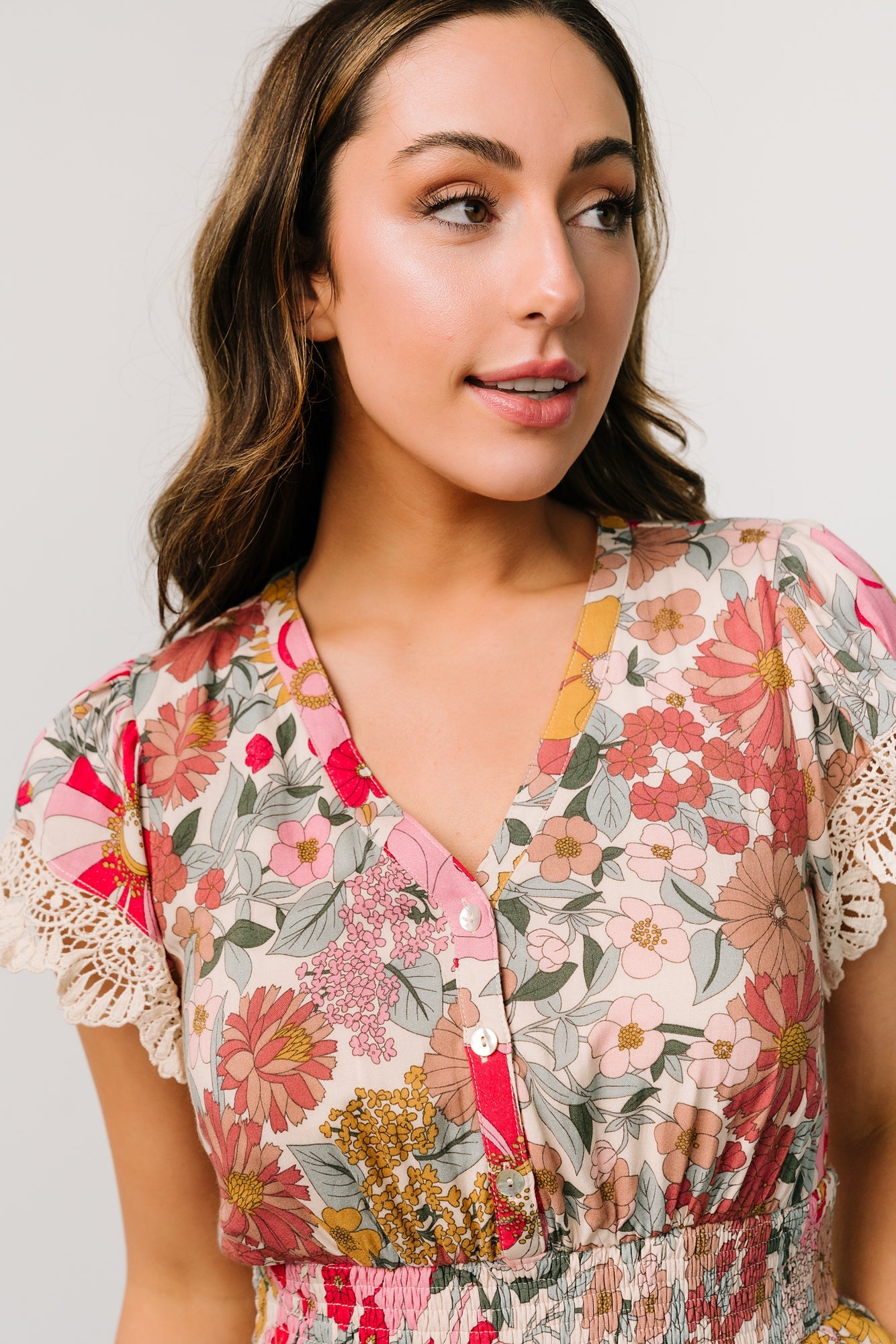 Aliyah Midi Dress | Cream Multi Floral – Baltic Born