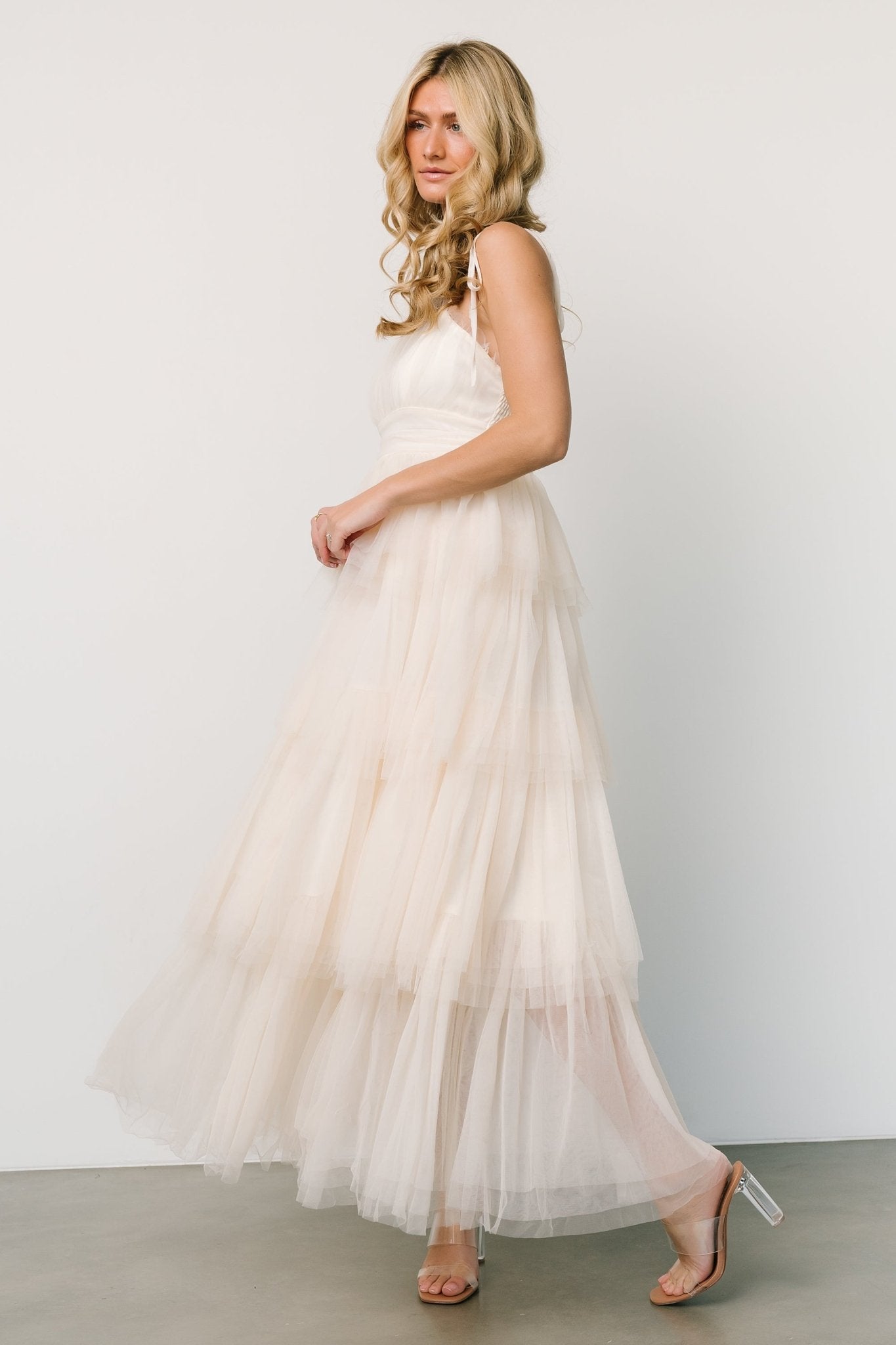 Alora Tulle Tiered Maxi Dress | Cream - Baltic Born