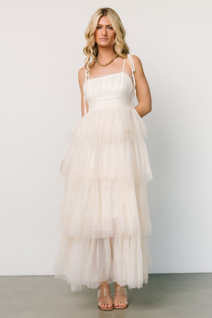 Alora Tulle Tiered Maxi Dress | Cream - Baltic Born