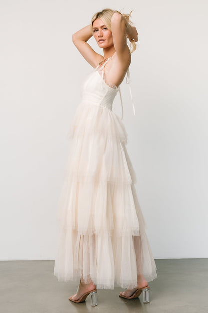 Alora Tulle Tiered Maxi Dress | Cream - Baltic Born