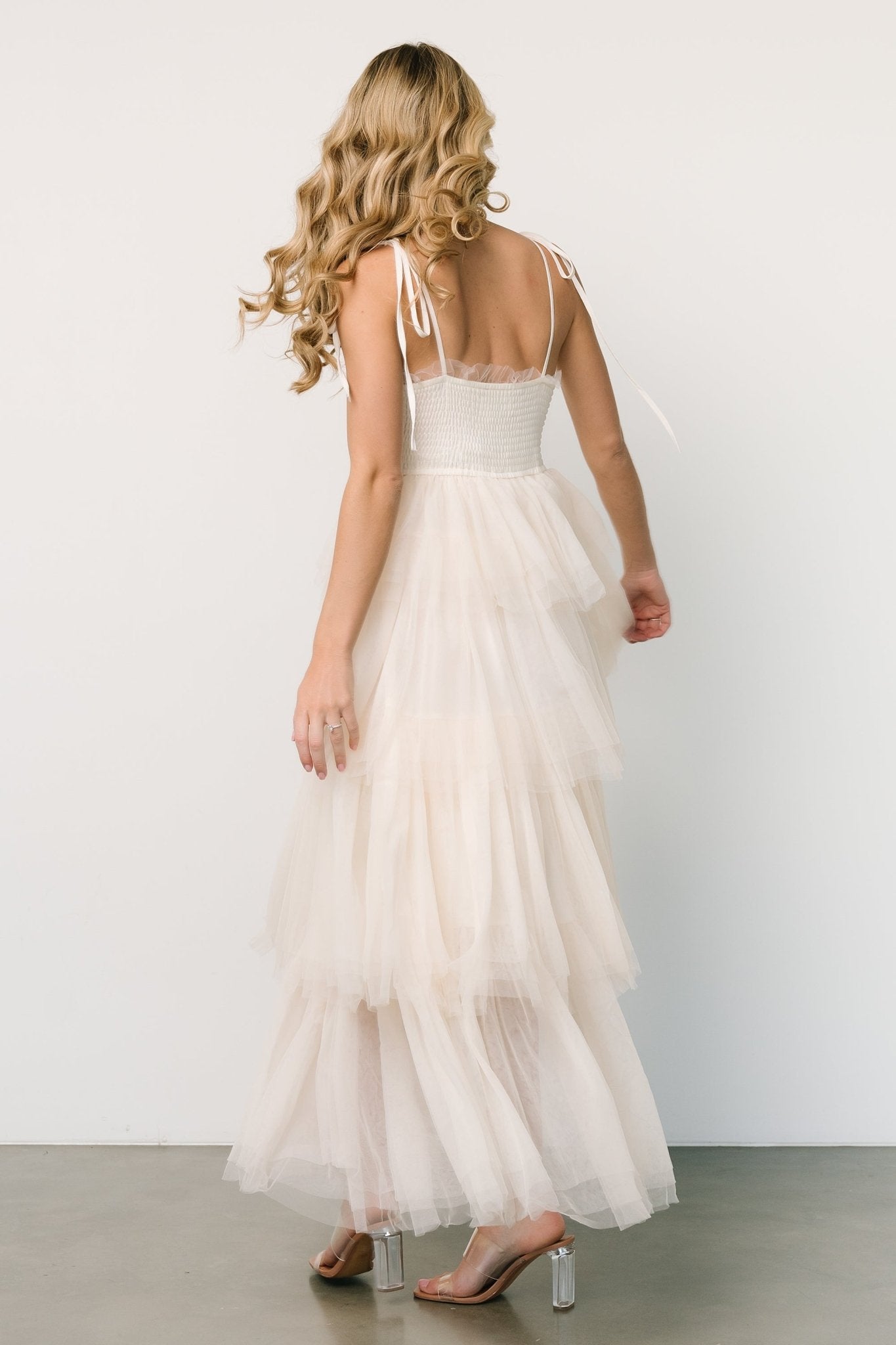 Alora Tulle Tiered Maxi Dress | Cream - Baltic Born