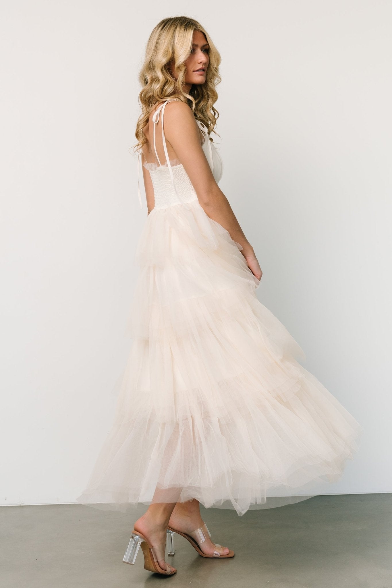 Alora Tulle Tiered Maxi Dress | Cream - Baltic Born