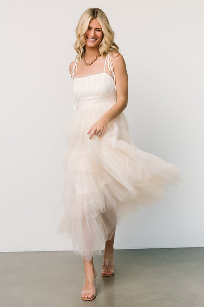 Alora Tulle Tiered Maxi Dress | Cream - Baltic Born