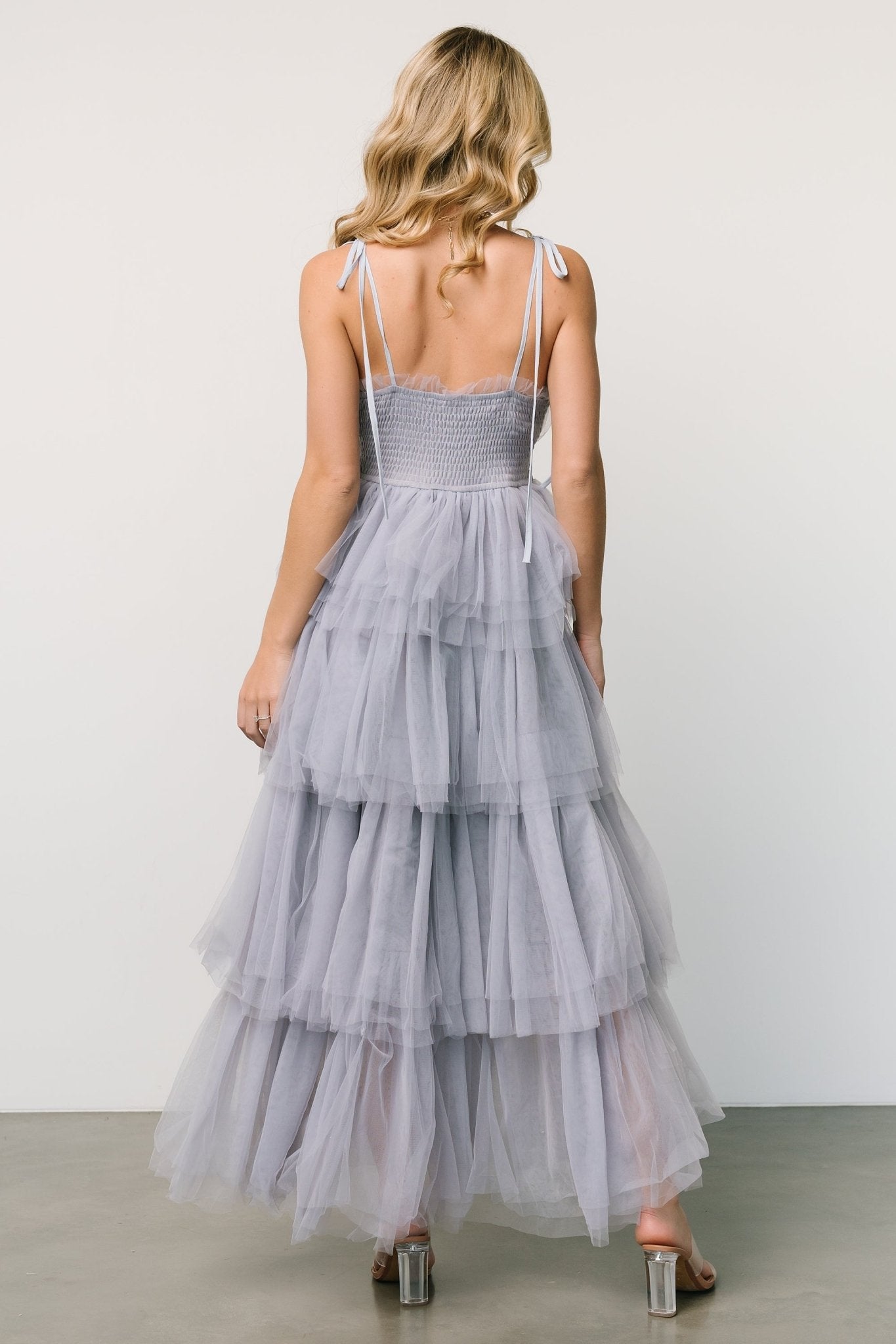 Alora Tulle Tiered Maxi Dress | Dusty Slate - Baltic Born