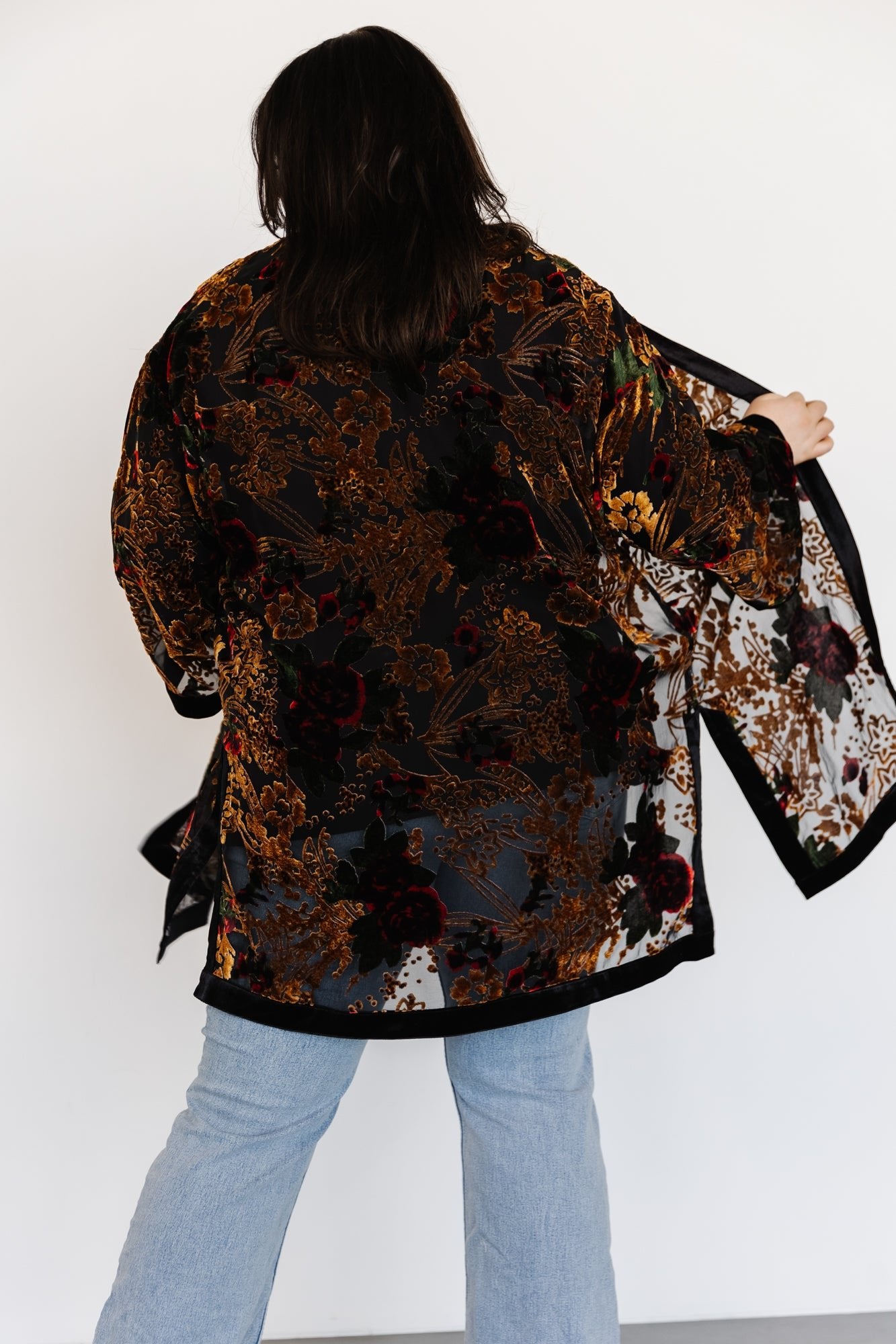 Amal Velvet Kimono | Black Multi - Baltic Born