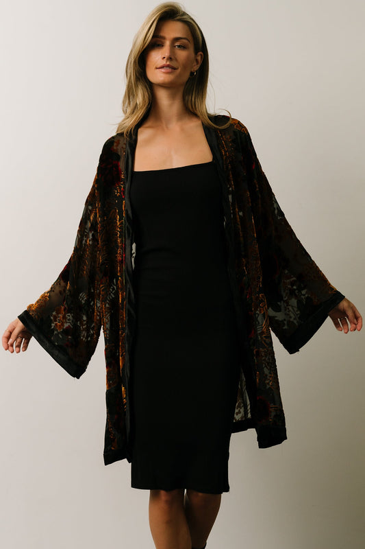 Amal Velvet Kimono | Black Multi - Baltic Born