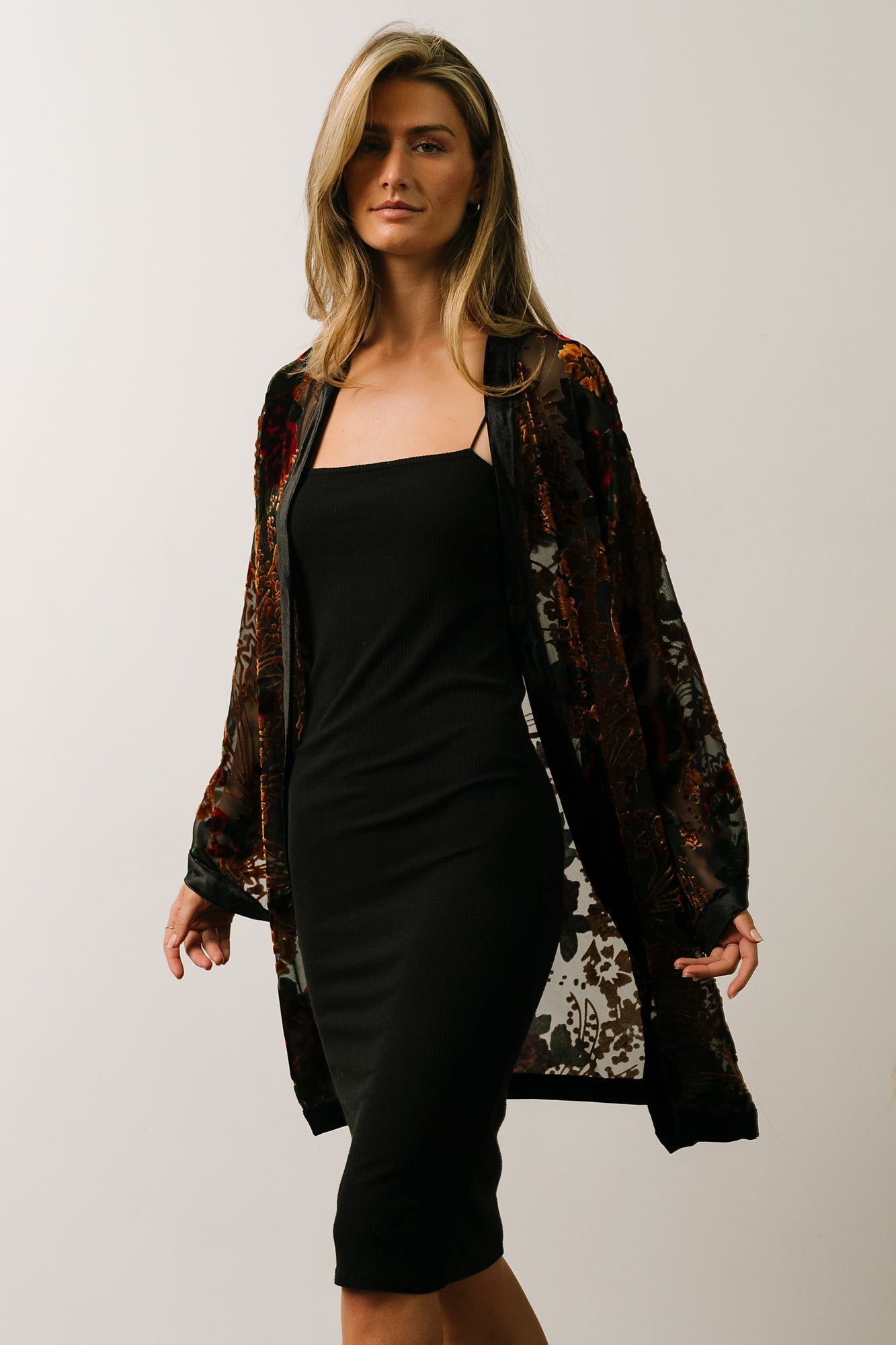 Amal Velvet Kimono | Black Multi - Baltic Born