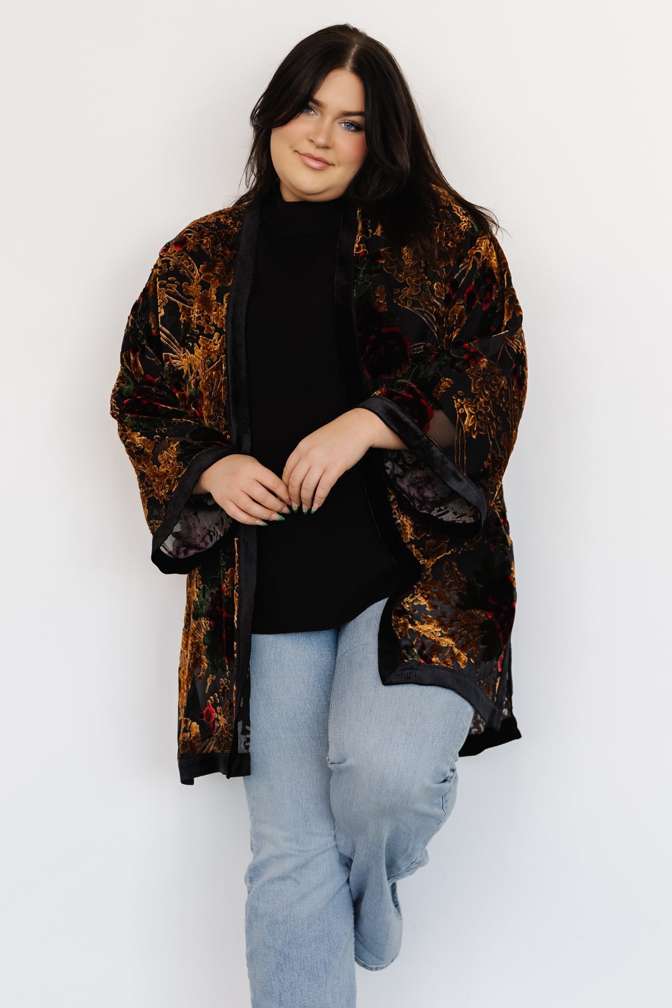 Amal Velvet Kimono | Black Multi - Baltic Born