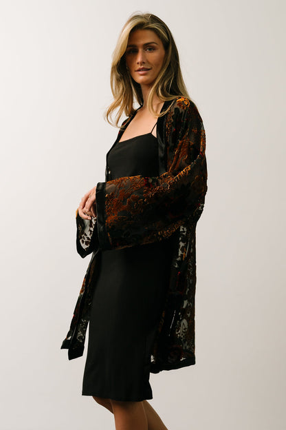 Amal Velvet Kimono | Black Multi - Baltic Born