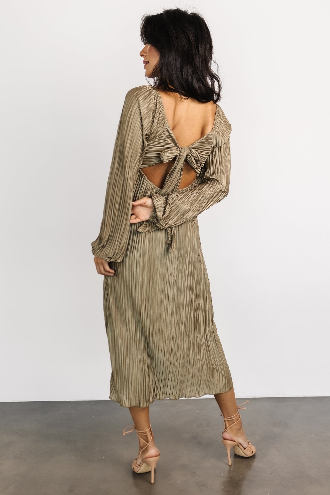 Amani Pleated Midi Dress | Olive - Baltic Born