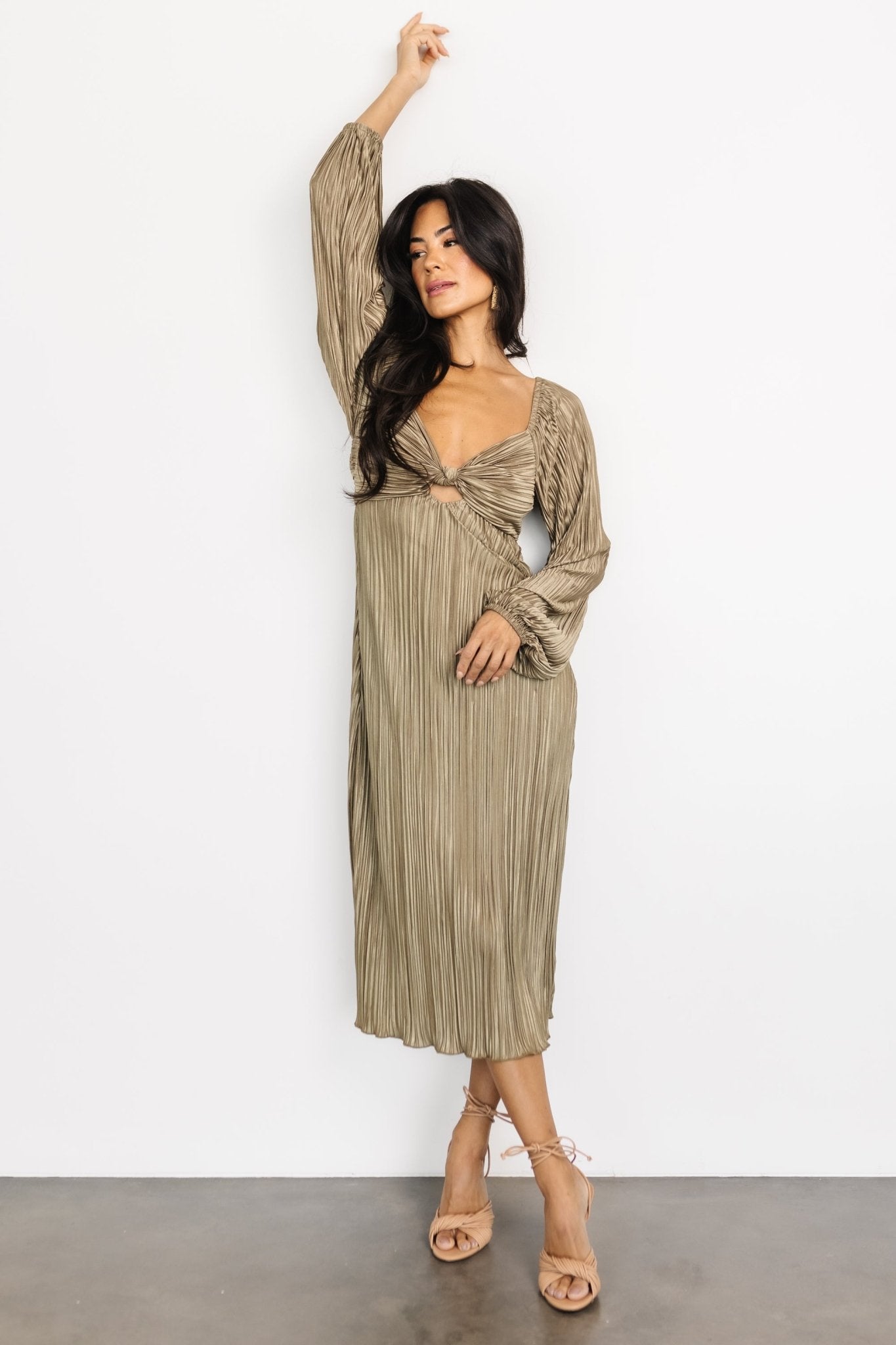 Amani Pleated Midi Dress | Olive - Baltic Born