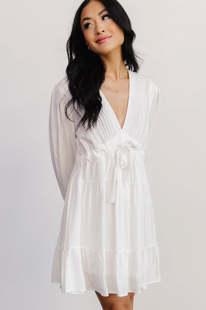 Amelia Boho Mini Dress | Off White - Baltic Born