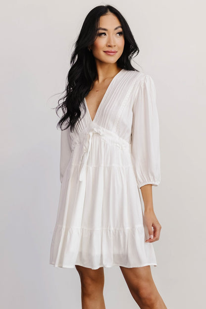 Amelia Boho Mini Dress | Off White - Baltic Born