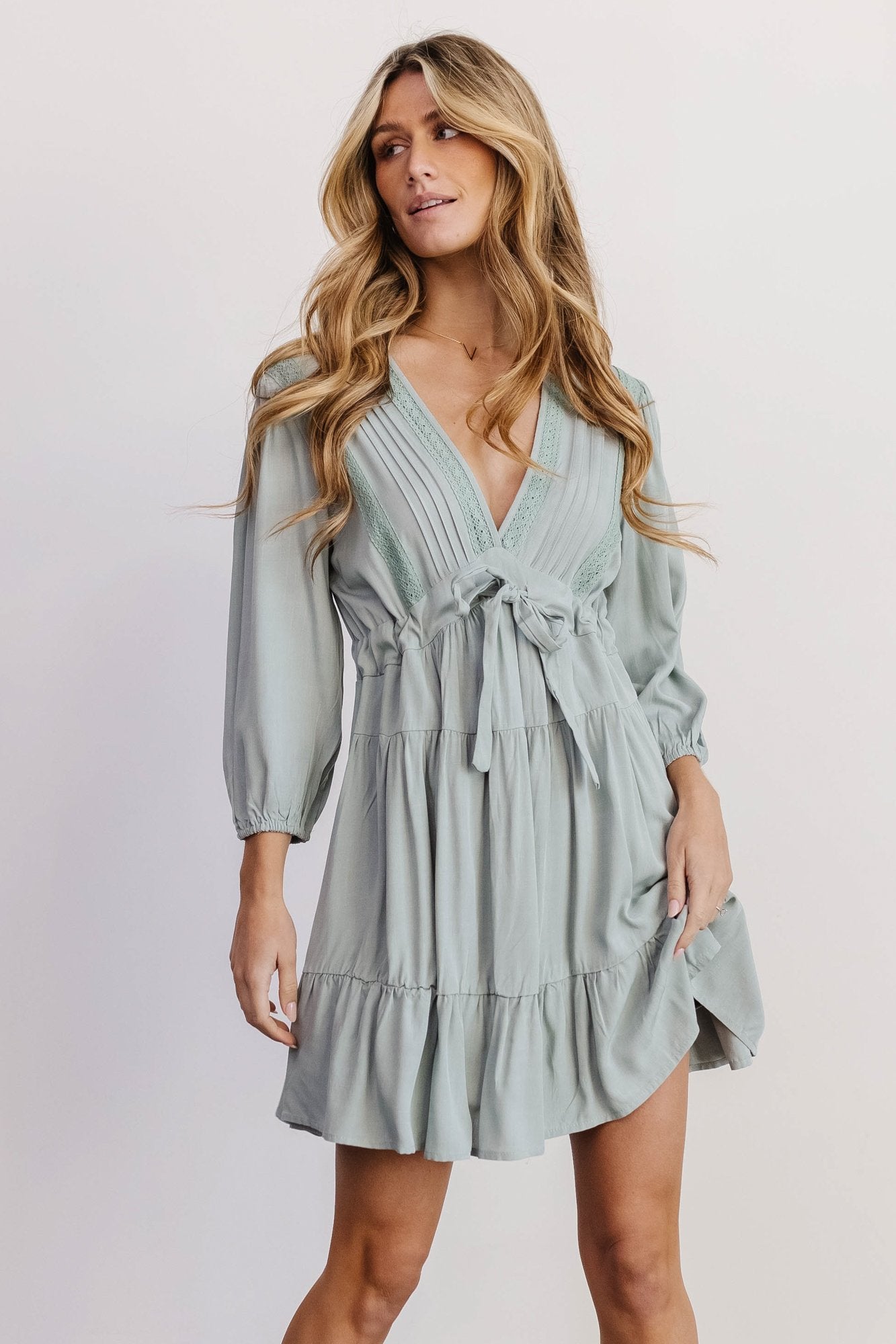 Amelia Boho Mini Dress | Sage - Baltic Born